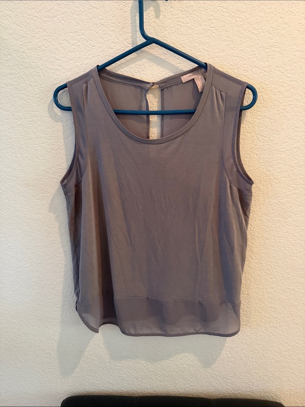 Forever 21 Gray Sleeveless Sheer-Hem Tank